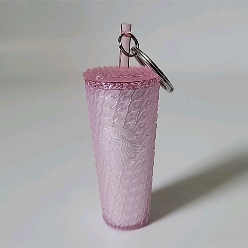 Starbucks Matte Pink Soft Touch Cold Cup Tumbler Keychain Charm‎ Ornament 2024